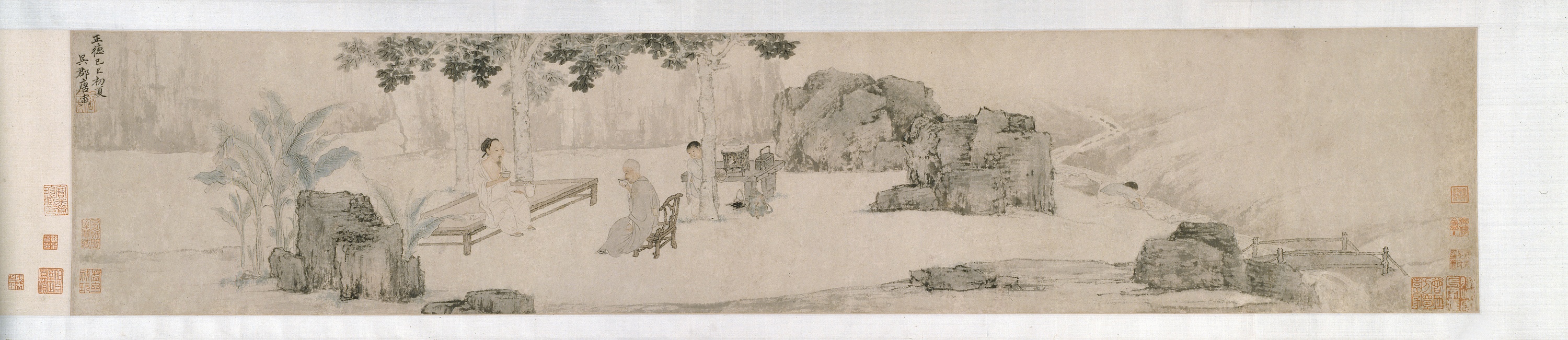 明朝唐寅《梧桐树下喝茶》,1509年作品