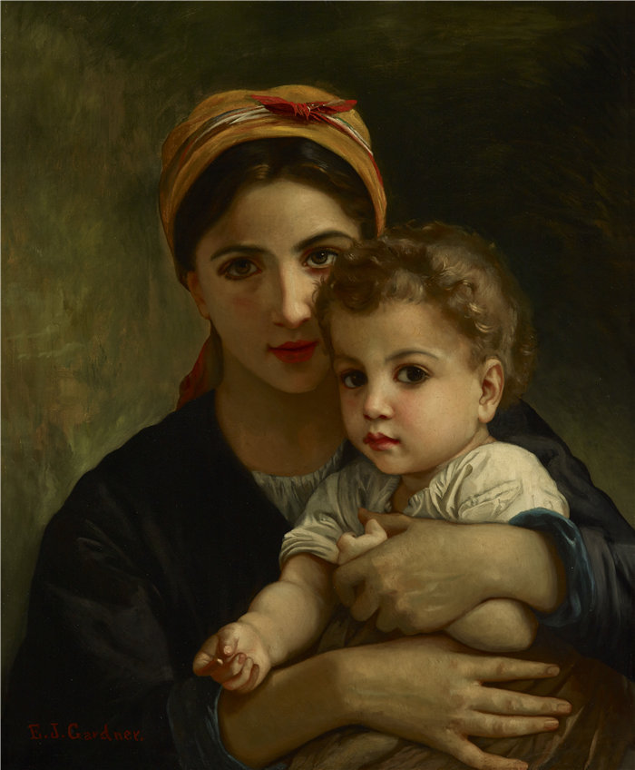 伊丽莎白·简·加德纳·布格罗（Elizabeth Jane Gardner Bouguereau ，美国，1837-1922 年）-威廉·布格罗 (William Bouguereau) 的《少女和孩