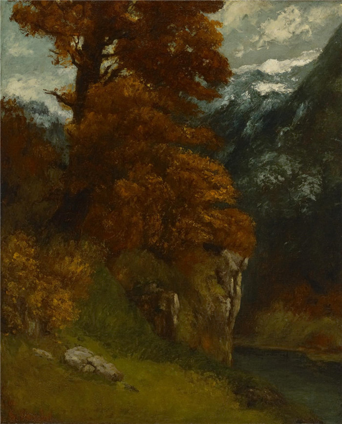 古斯塔夫·库尔贝 (Gustave Courbet)，法国人，1819–1877 年-Ornans 的幽谷油画