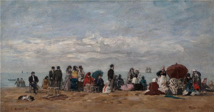 欧仁·布丁(Eugène Louis Boudin)，法国人，1824–1898 年-特鲁维尔海滩油画