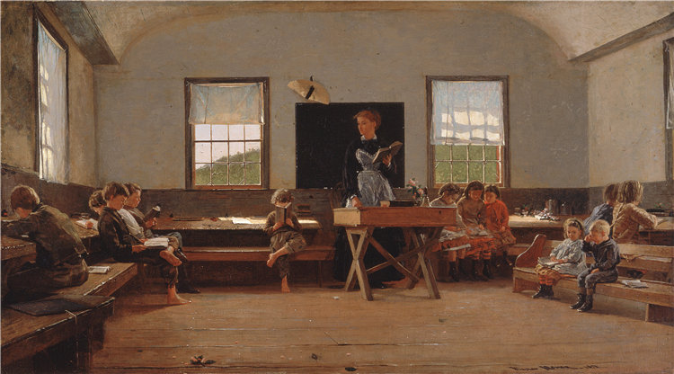 温斯洛·荷马（Winslow Homer）-乡村学校 美国油画高清下载