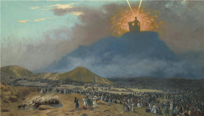 让·莱昂·杰罗姆(Jean-Léon Gérôme，法国) 油画-摩西在西奈山