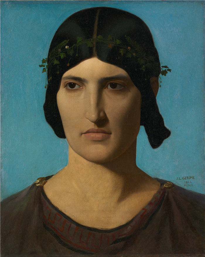 让·莱昂·杰罗姆(Jean-Léon Gérôme，法国) 油画-一个意大利女人的头像（1847-1860）