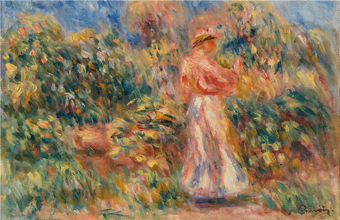 皮埃尔奥古斯特雷诺阿pierreaugusterenoir作品–风景与粉红色和白色