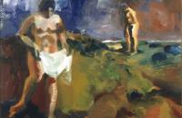 埃尔默·比绍夫（Elmer Bischoff）-《两个沐浴者》， 1960 年油画