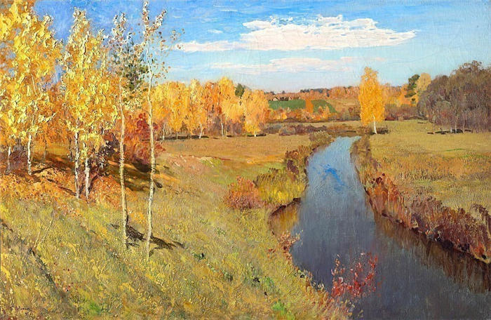 前1000幅世界名画-艾萨克·伊里奇·列维坦（ Isaac Ilyich Levitan） ——1895年的金色秋天