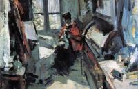 康斯坦丁·柯罗文 ( Konstantin Alekseevich Korovin)-《在房间里，1919年》作品欣赏