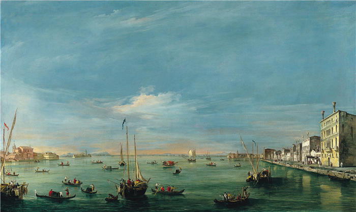 弗朗切斯科·瓜迪（Francesco Guardi，意大利画家)高清作品-《朱代卡运河和扎特河的景观（1757-1758）》