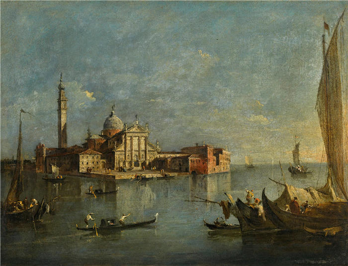 弗朗切斯科·瓜迪（Francesco Guardi，意大利画家)高清作品-《威尼斯，圣乔治马焦雷景观》