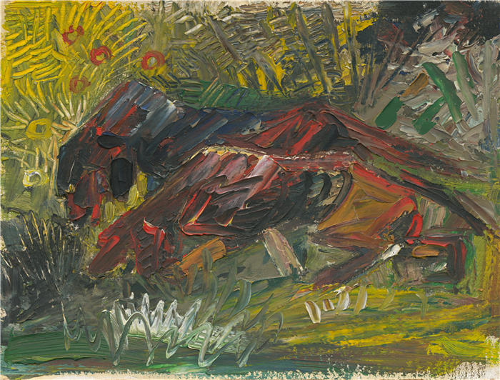 阿诺德·彼得·魏斯-库宾赞（Arnold Peter Weisz-Kubínčan，斯洛伐克画家）高清作品-《猎犬（1930-1939）》