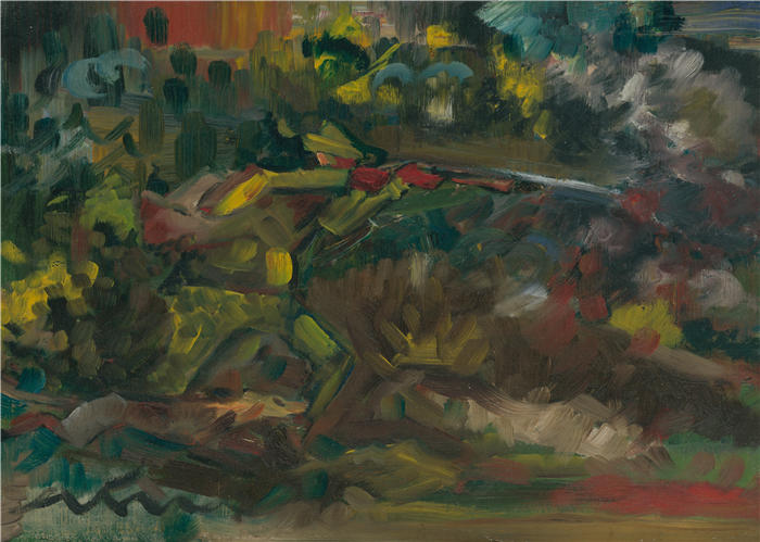 阿诺德·彼得·魏斯-库宾赞（Arnold Peter Weisz-Kubínčan，斯洛伐克画家）高清作品-《猎人射击 (1940–1944)》