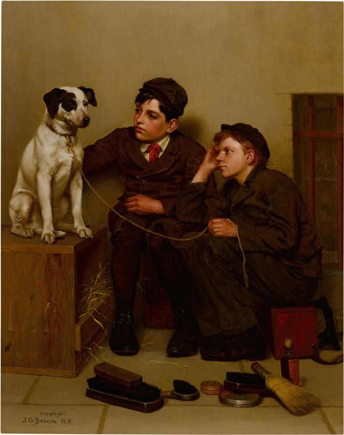 约翰·乔治·布朗（John George Brown，美国画家）高清作品-《在敌人手中》