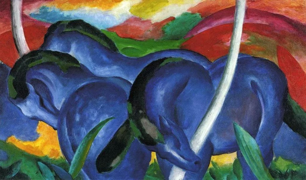 前500幅世界名画-弗兰茨 · 马尔克《蓝色大马》作品欣赏