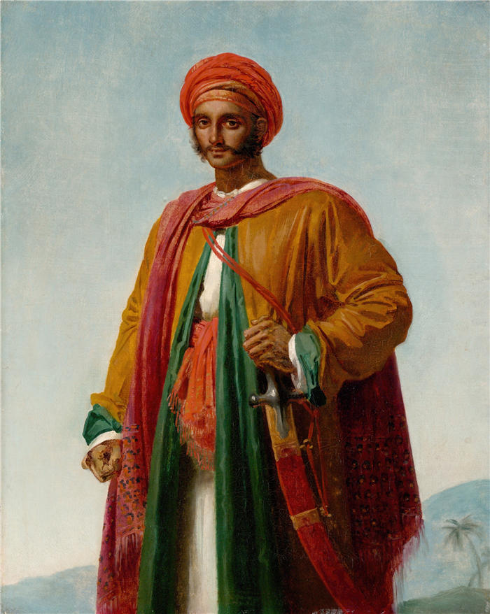安·路易·吉罗代·特里奥松（ Anne-Louis Girodet de Roussy-Trioson，法国画家）高清作品-《研究“印第安人肖像”（约 1807 年）》
