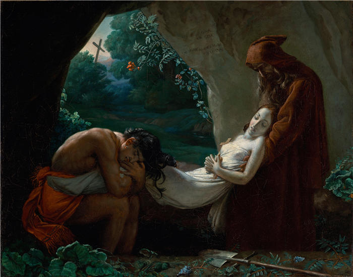 安·路易·吉罗代·特里奥松（ Anne-Louis Girodet de Roussy-Trioson，法国画家）高清作品-《阿塔拉的葬礼（1808 年后）》