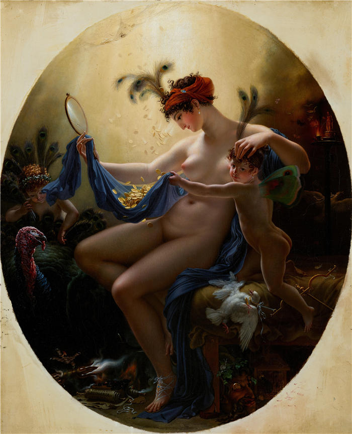 安·路易·吉罗代·特里奥松（ Anne-Louis Girodet de Roussy-Trioson，法国画家）高清作品-《Mlle 的肖像，兰格达娜厄 (1799)》