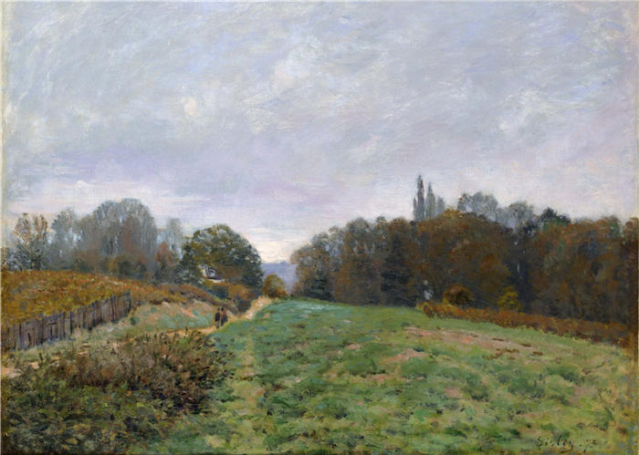 阿尔弗雷德·西斯利（Alfred Sisley，法国画家）高清作品-《Louveciennes 的风景 （1873 年）》
