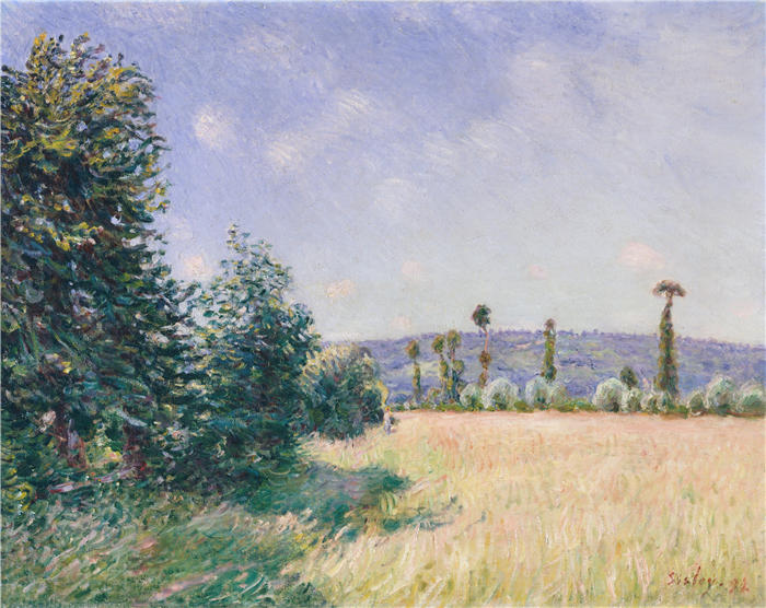 阿尔弗雷德·西斯利（Alfred Sisley，法国画家）高清作品-《晨光中的萨赫斯草地（1894 年）》