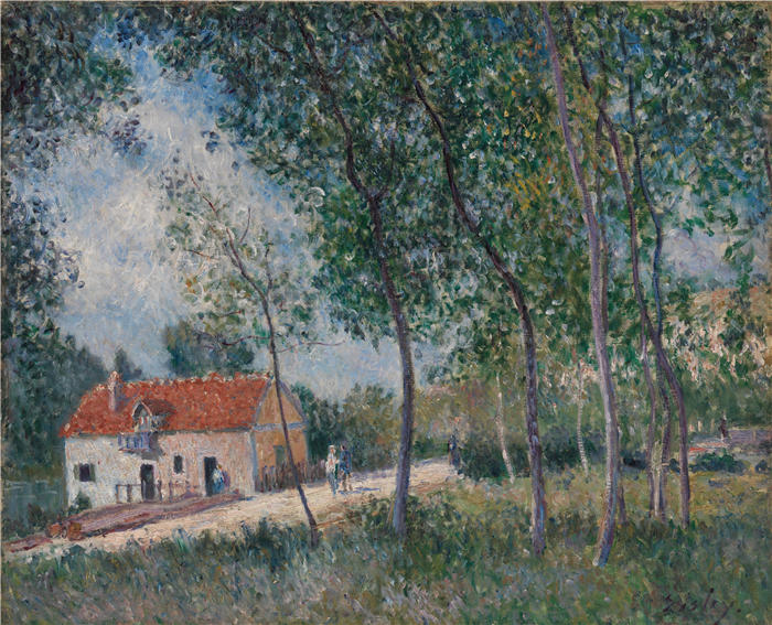 阿尔弗雷德·西斯利（Alfred Sisley，法国画家）高清作品-《从莫雷特到圣马梅斯的路（1883-85 年）》