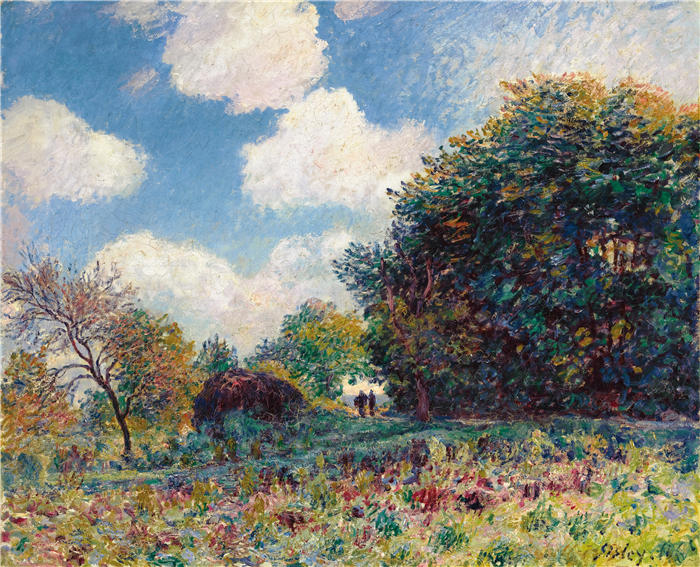 阿尔弗雷德·西斯利（Alfred Sisley，法国画家）高清作品-《Chemin À L'entrée D'un Bois (1890-91)》