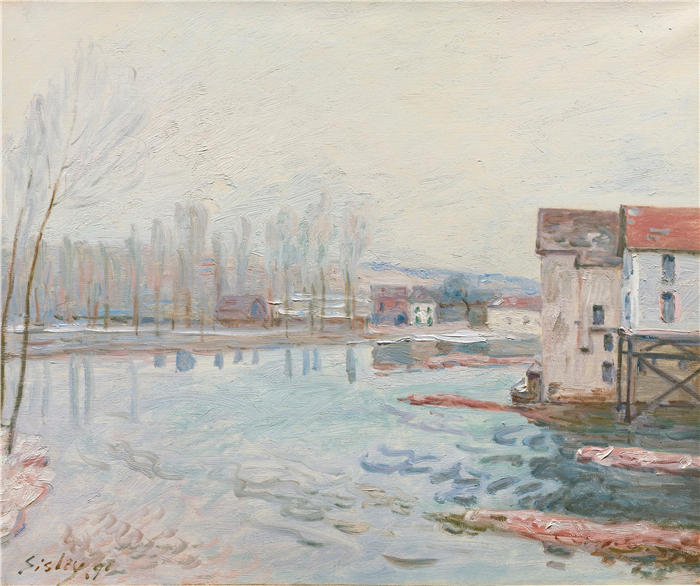 阿尔弗雷德·西斯利（Alfred Sisley，法国画家）高清作品-《L'hiver À Moret (1891)》