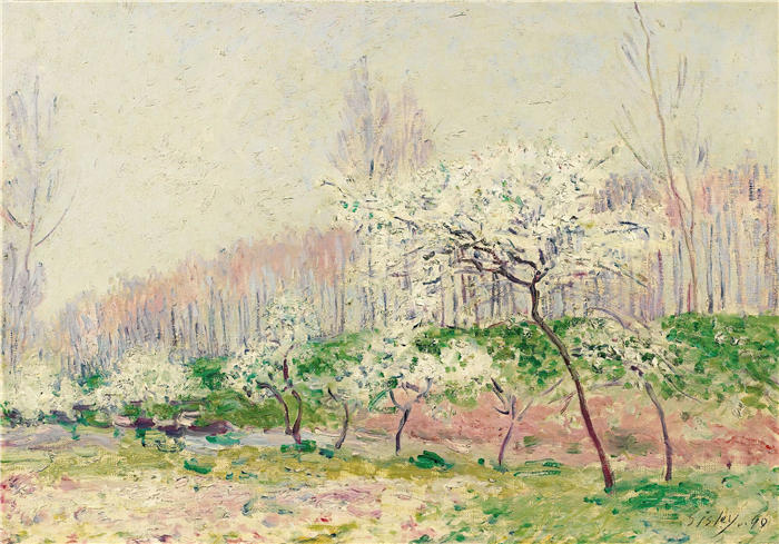 阿尔弗雷德·西斯利（Alfred Sisley，法国画家）高清作品-《花之舞（1890）》