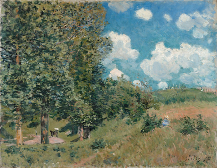 阿尔弗雷德·西斯利（Alfred Sisley，法国画家）高清作品-《从凡尔赛到圣日耳曼的路（1875 年）》