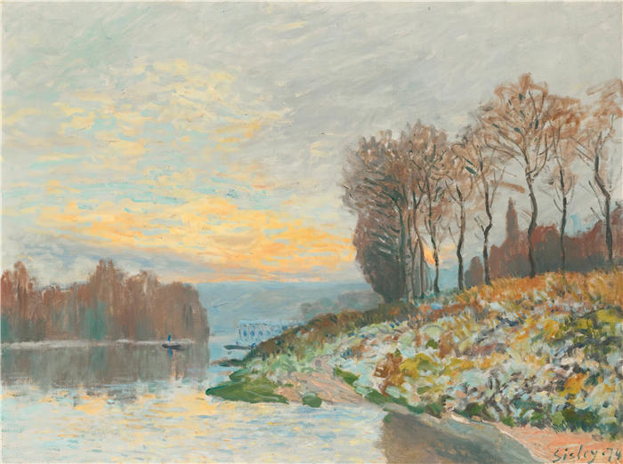 阿尔弗雷德·西斯利（Alfred Sisley，法国画家）高清作品-《布吉瓦尔附近的塞纳河（1874年）》