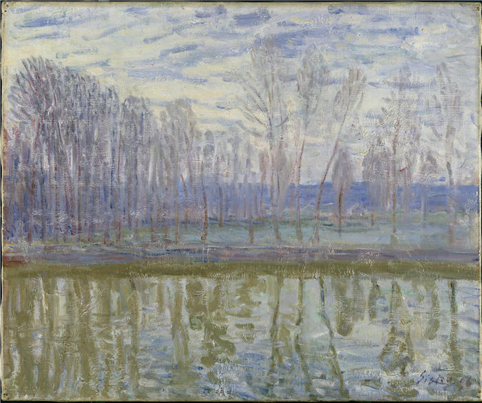 阿尔弗雷德·西斯利（Alfred Sisley，法国画家）高清作品-《海岸 (1896)》