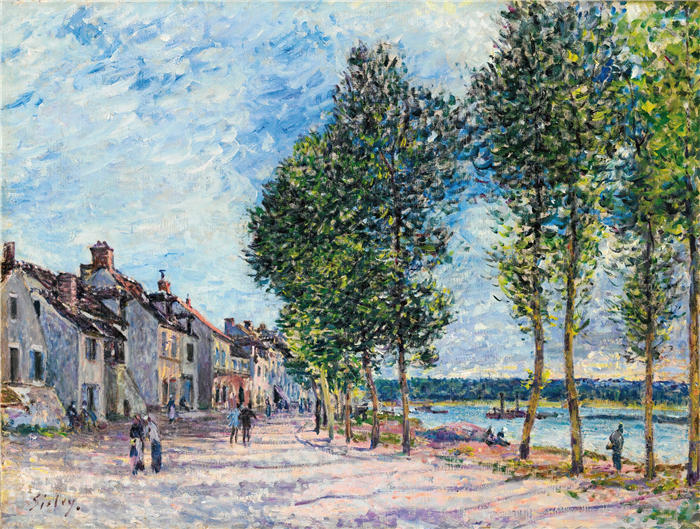 阿尔弗雷德·西斯利（Alfred Sisley，法国画家）高清作品-《拉塞纳河 À Bougival (1876-77)》