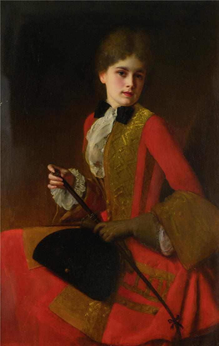 古斯塔夫·让·雅凯（Gustave Jean Jacquet，法国画家）高清作品-《骑马习惯的女孩》