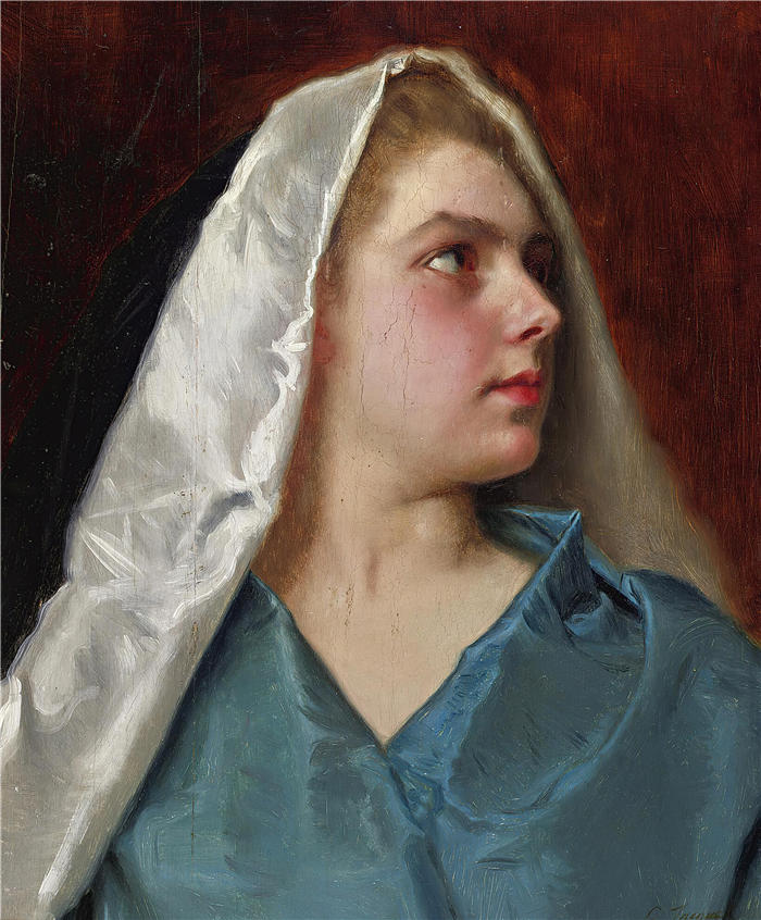 古斯塔夫·让·雅凯（Gustave Jean Jacquet，法国画家）高清作品-《披风的女人》