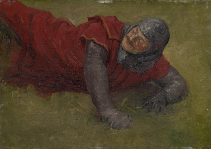 约瑟夫·哈努拉（Jozef Hanula，斯洛伐克画家）高清作品-《一名受伤士兵的研究（1895-1896 年）》