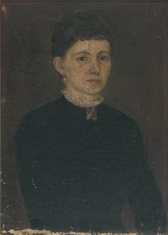 约瑟夫·哈努拉（Jozef Hanula，斯洛伐克画家）高清作品-《一个女人的肖像（1883）》
