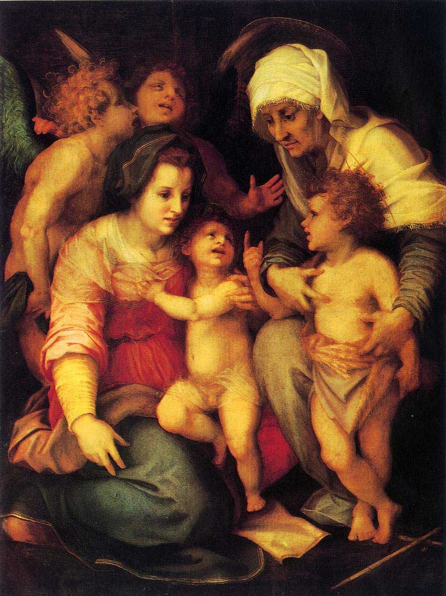 萨尔托作品欣赏：《圣约翰、圣伊丽莎白、两天使和圣母子》