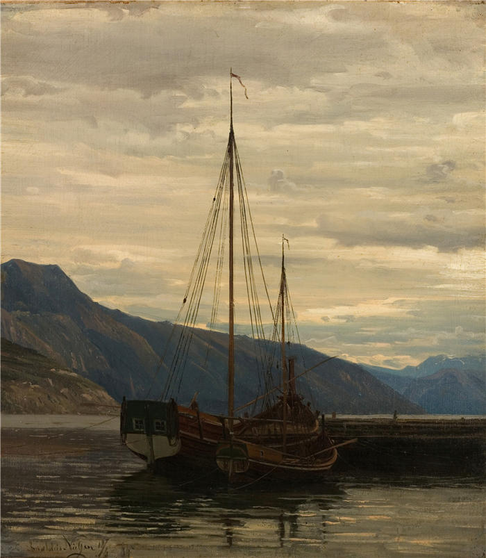 阿玛拉杜斯·尼尔森 （Amaldus Nielsen，挪威画家 ）高清作品-《松涅耶克特 (1865)》