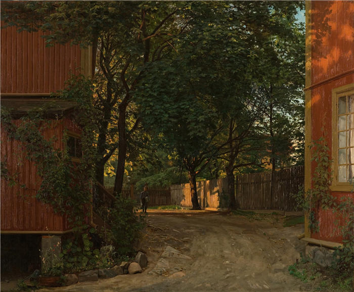 阿玛拉杜斯·尼尔森 （Amaldus Nielsen，挪威画家 ）高清作品-《研究道路8（1900）》