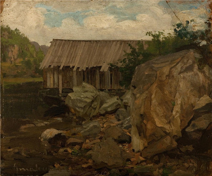阿玛拉杜斯·尼尔森 （Amaldus Nielsen，挪威画家 ）高清作品-《希特罗 (1860)》