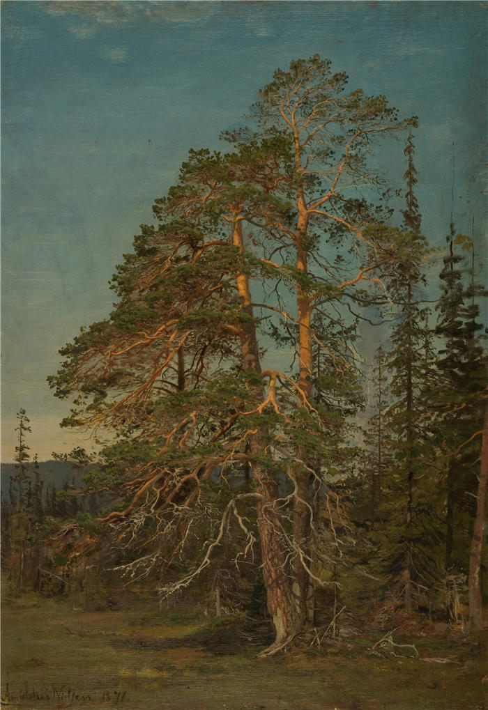 阿玛拉杜斯·尼尔森 （Amaldus Nielsen，挪威画家 ）高清作品-《弗鲁尔，莱万格 (1871)》