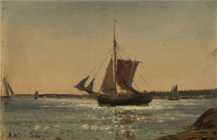 阿玛拉杜斯·尼尔森 （Amaldus Nielsen，挪威画家 ）高清作品-《弗拉·赫瓦勒 (1898)》