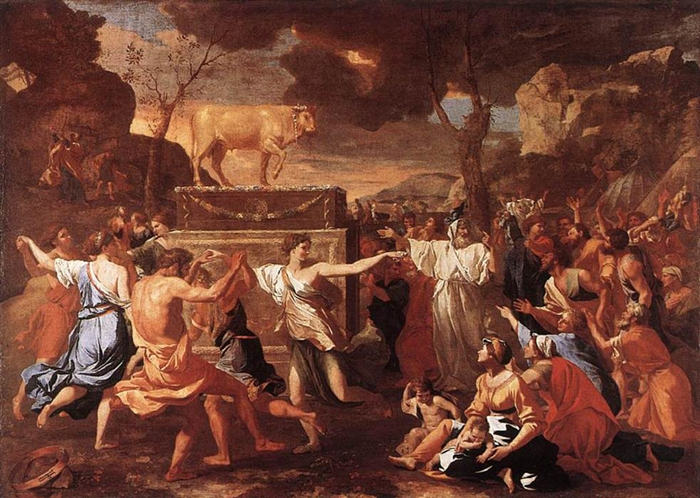 前1000幅世界名画-《金牛犊的崇拜》 Nicolas Poussin - 布面油画 - 154 x 214 cm