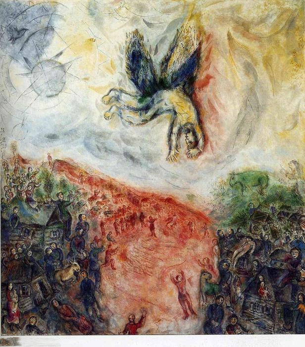 前1000幅世界名画-《伊卡洛斯的陨落》 Marc Chagall - 布面油画 - 213 x 198 cm