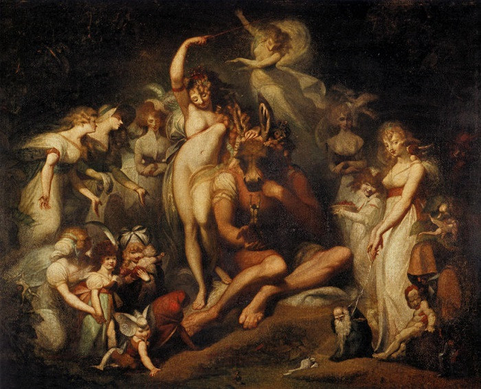 前1000幅世界名画-《泰坦尼亚与驴头屁股》 Henry Fuseli (Johann Heinrich Füssli) - 油