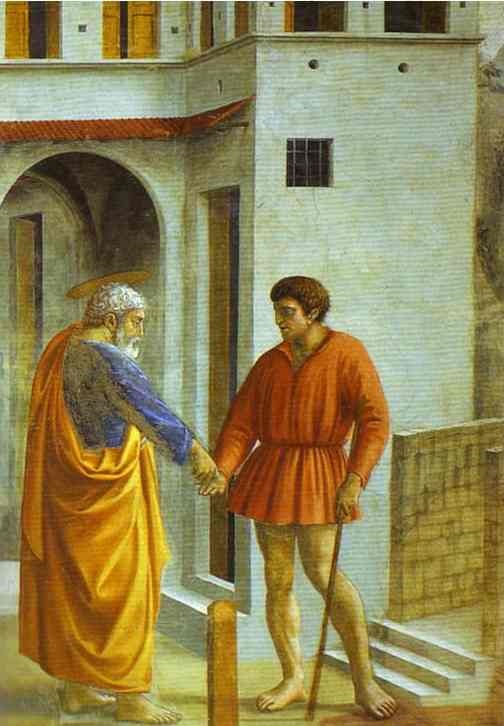 前1000幅世界名画-“贡品的渲染（细节）” Masaccio (Ser Giovanni, Mone Cassai) - 油