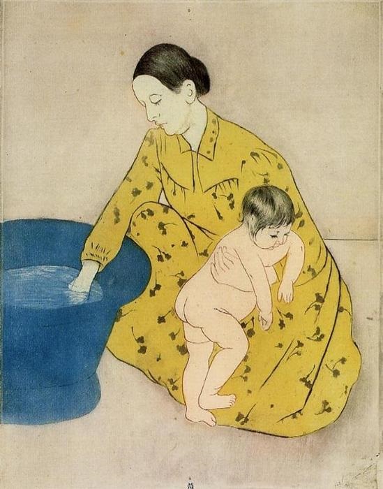 前1000幅世界名画-《孩子的浴池2》 玛丽史蒂文森卡萨特（ Mary Stevenson Cassatt） - 油