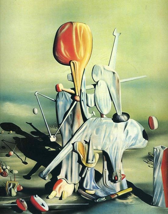 伊夫·坦吉（Yves Tanguy）作品-“穿过鸟儿穿过火，但不是穿过玻璃”