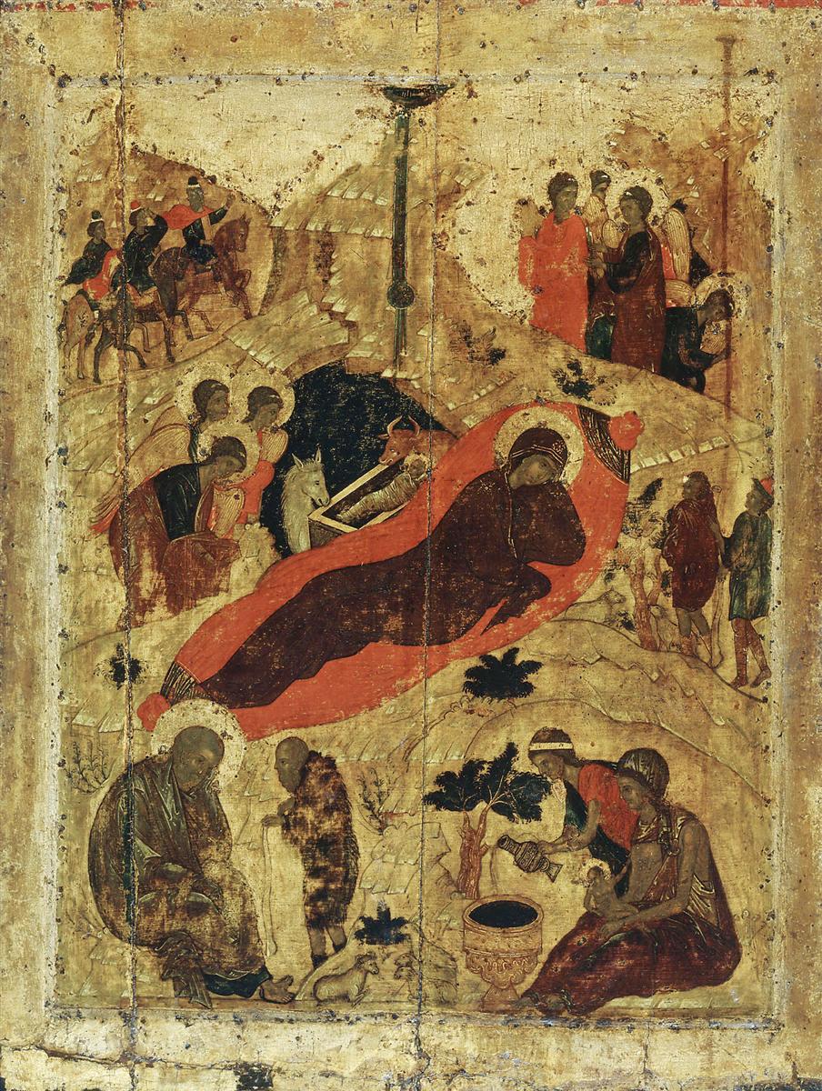 安德烈·鲁布廖夫（Andrei Rublev，俄罗斯，1360 - 1430）作品-基督的诞生