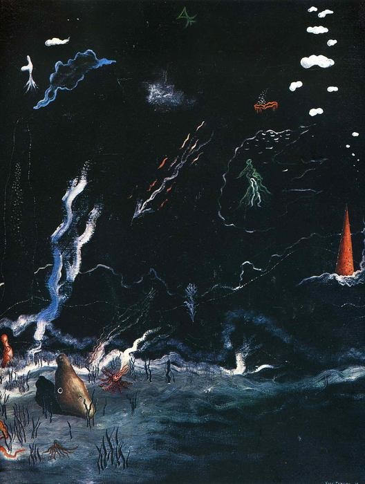 伊夫·坦吉（Yves Tanguy）作品-《暴风雨（黑色风景）》