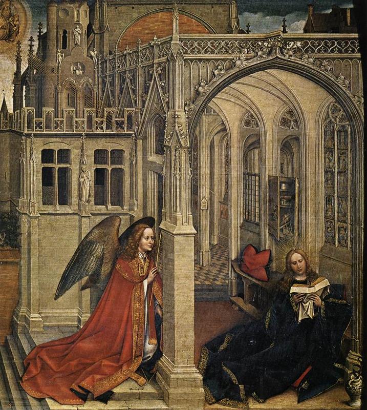 <a href=https://www.kuhw.com/e/tags/?tagid=1081 target=_blank class=infotextkey>罗伯特</a>·坎平（Robert Campin，1375-1444 年，佛兰芒画家）作品-天使报喜2