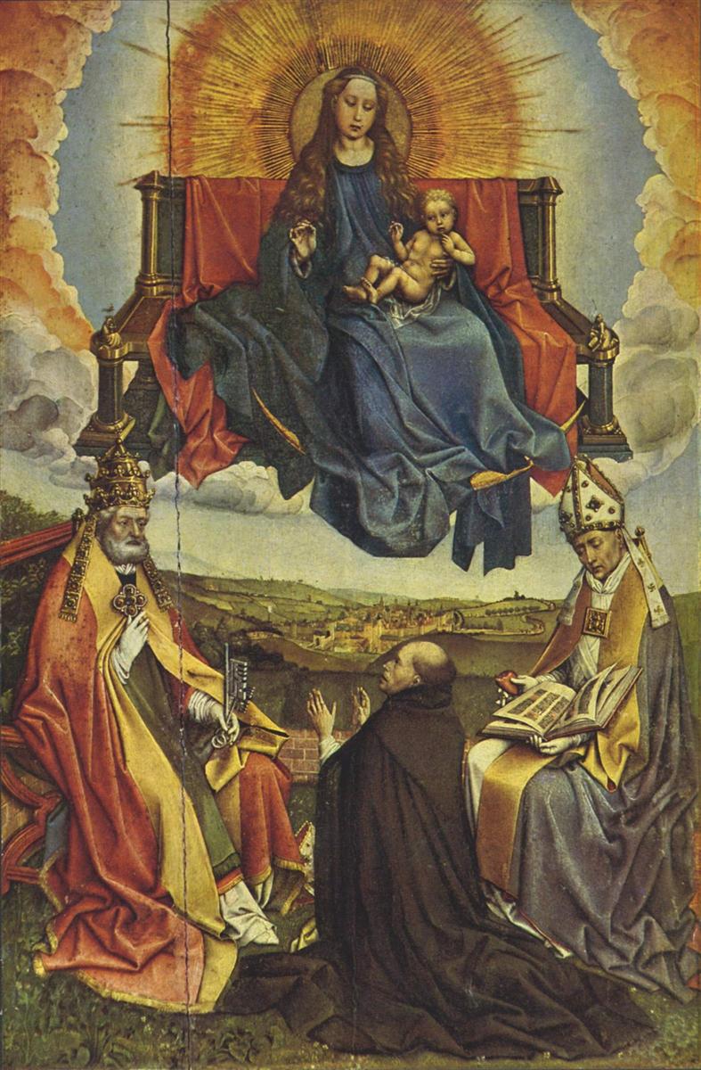 <a href=https://www.kuhw.com/e/tags/?tagid=1081 target=_blank class=infotextkey>罗伯特</a>·坎平（Robert Campin，1375-1444 年，佛兰芒画家）作品-荣耀的圣母